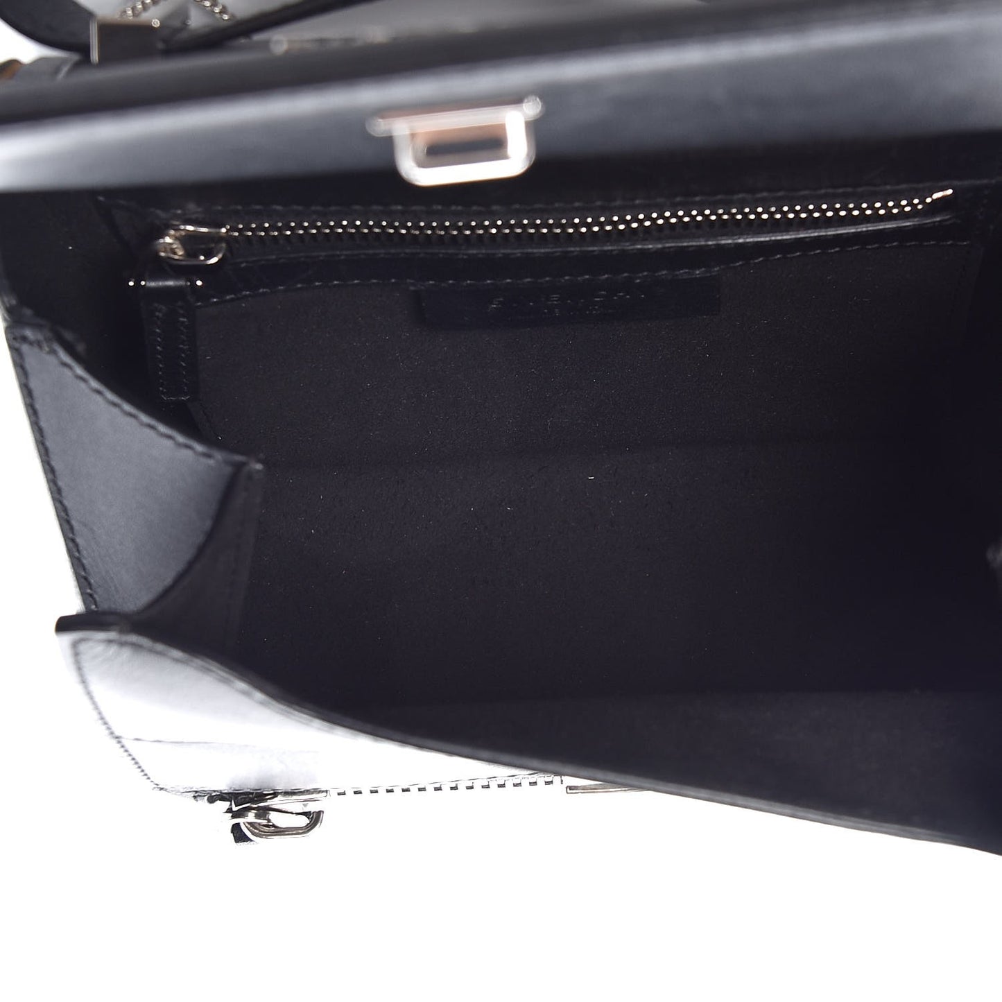 Calfskin Chain Embellished Mini Pandora Box Crossbody Bag Black