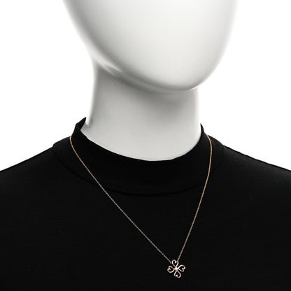 Tiffany 18K Rose Gold Diamond Loving Heart Clover Pendant Necklace 2 of 5