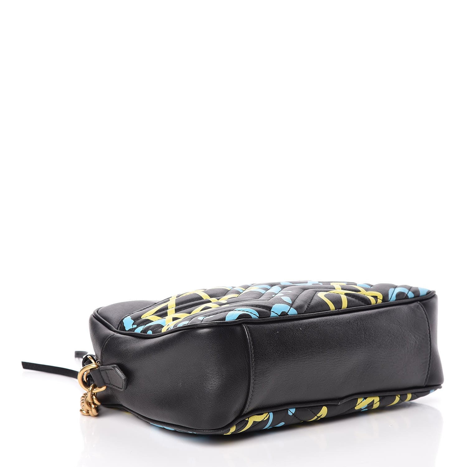 Gucci Calfskin Matelasse GucciGhost Medium GG Marmont Chain Shoulder Bag Black New Acquamarine 7 of 22