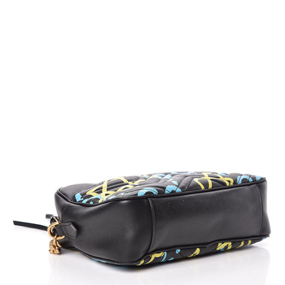 Gucci Calfskin Matelasse GucciGhost Medium GG Marmont Chain Shoulder Bag Black New Acquamarine 7 of 22