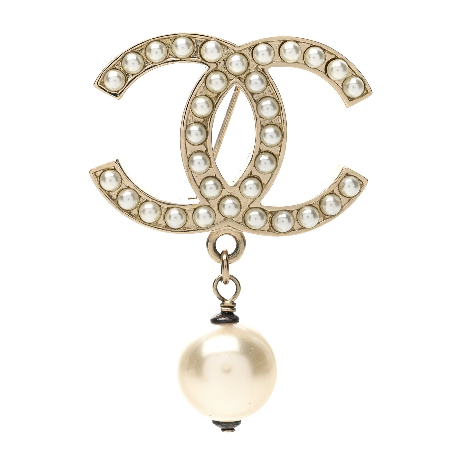 Chanel Pearl CC Drop Brooch Gold 1 of 4
