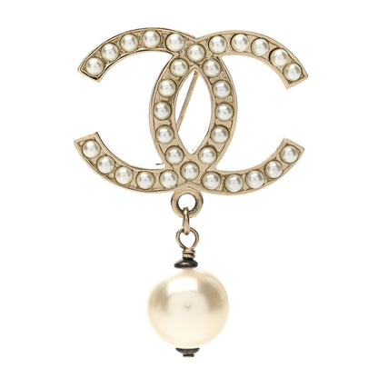 Chanel Pearl CC Drop Brooch Gold 1 of 4