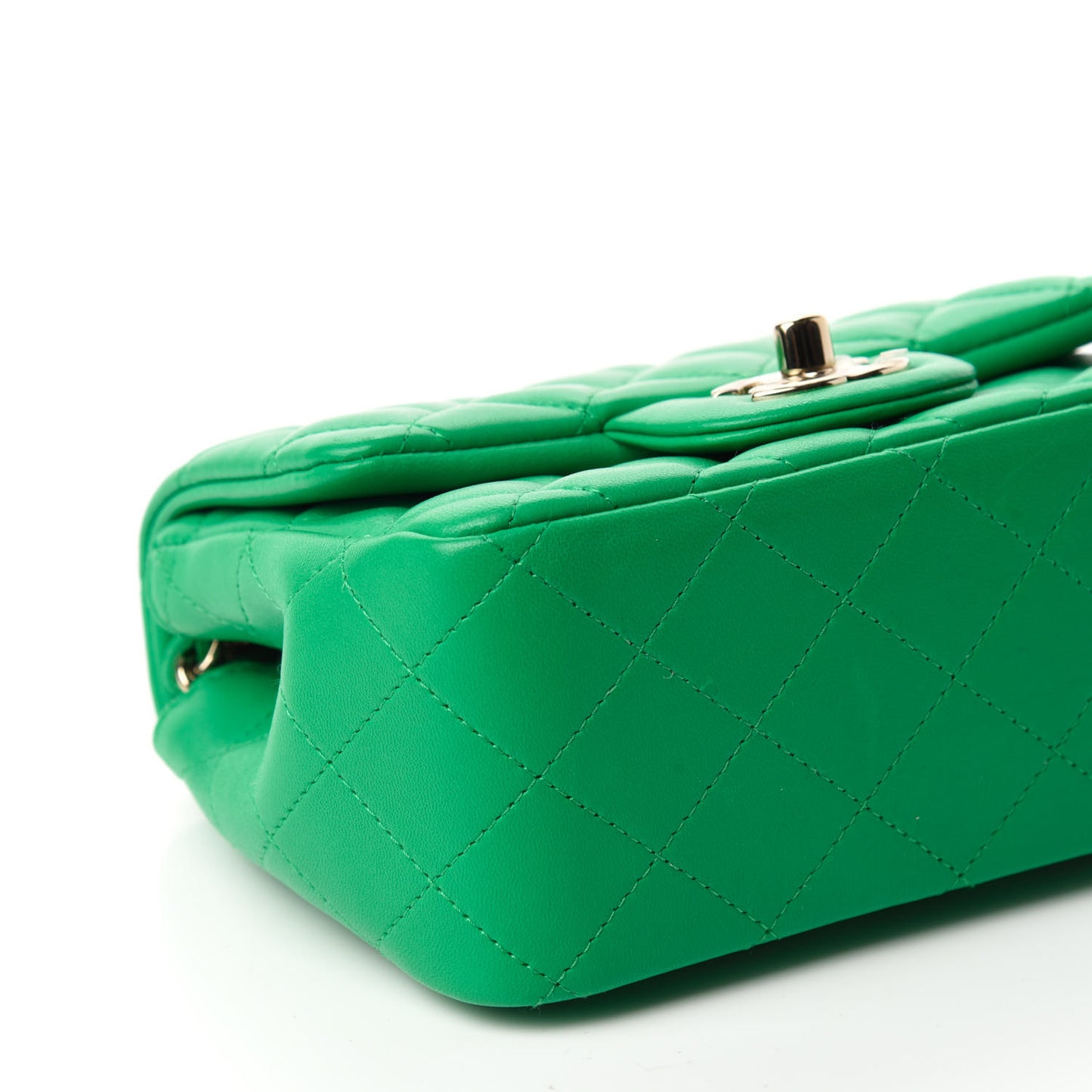 Lambskin Quilted Mini Square Flap Green
