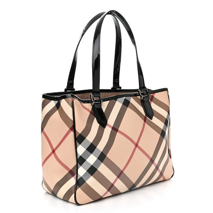 Burberry Nova Check Patent Medium Emmy Tote Black 3 of 18