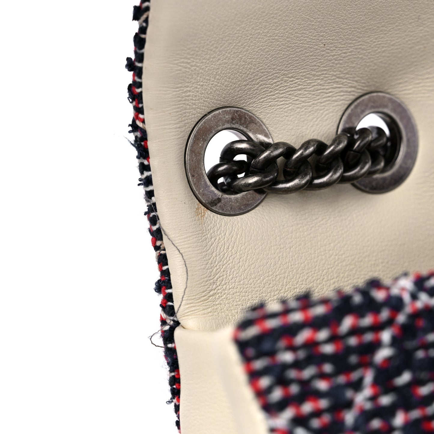 Tweed Quilted Medium Single Flap Blue Multicolor