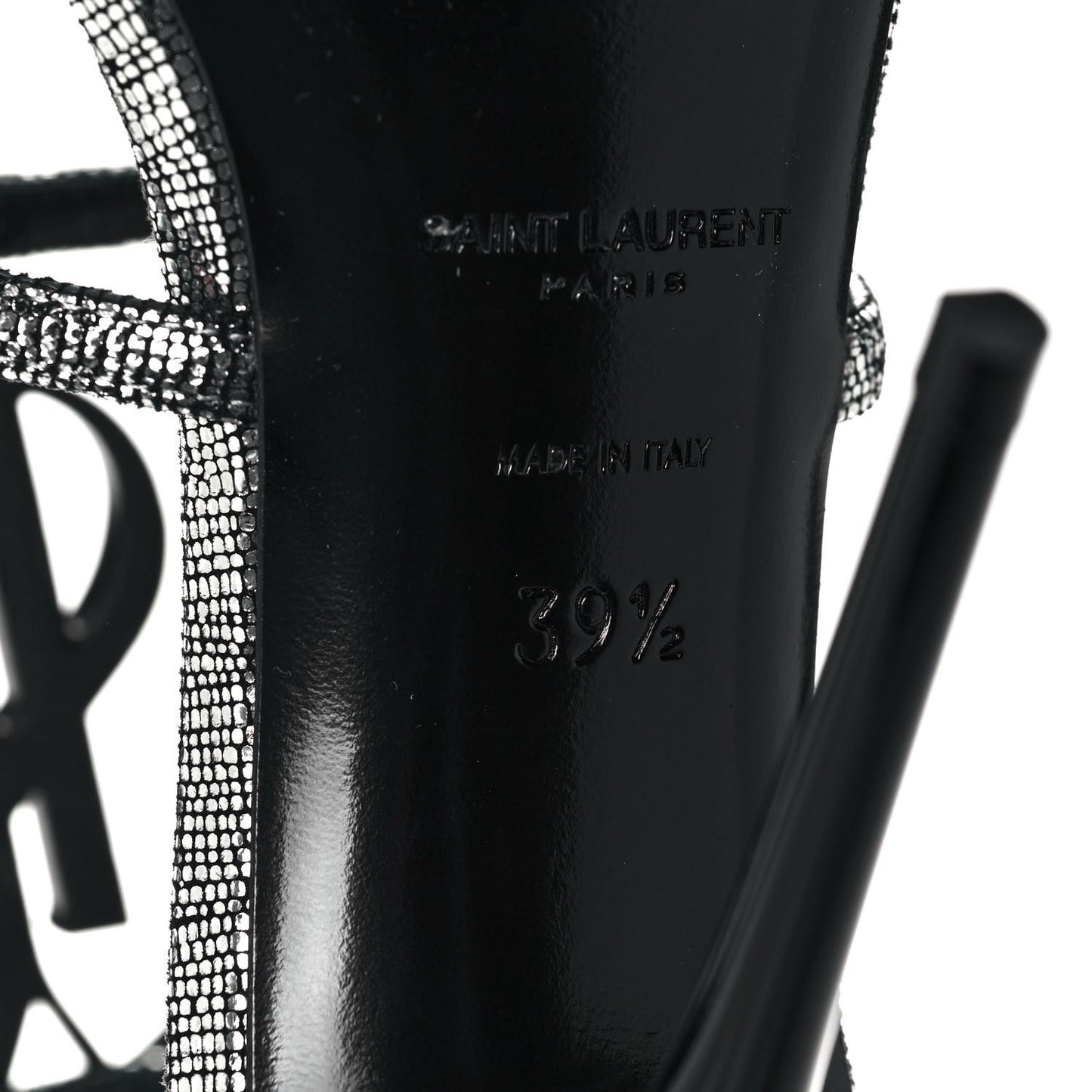 Metallic Calfskin Cassandra 110 Ankle Strap Sandals 39.5 Argento