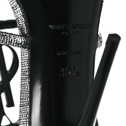 Saint Laurent Metallic Calfskin Cassandra 110 Ankle Strap Sandals 39.5 Argento 8 of 10