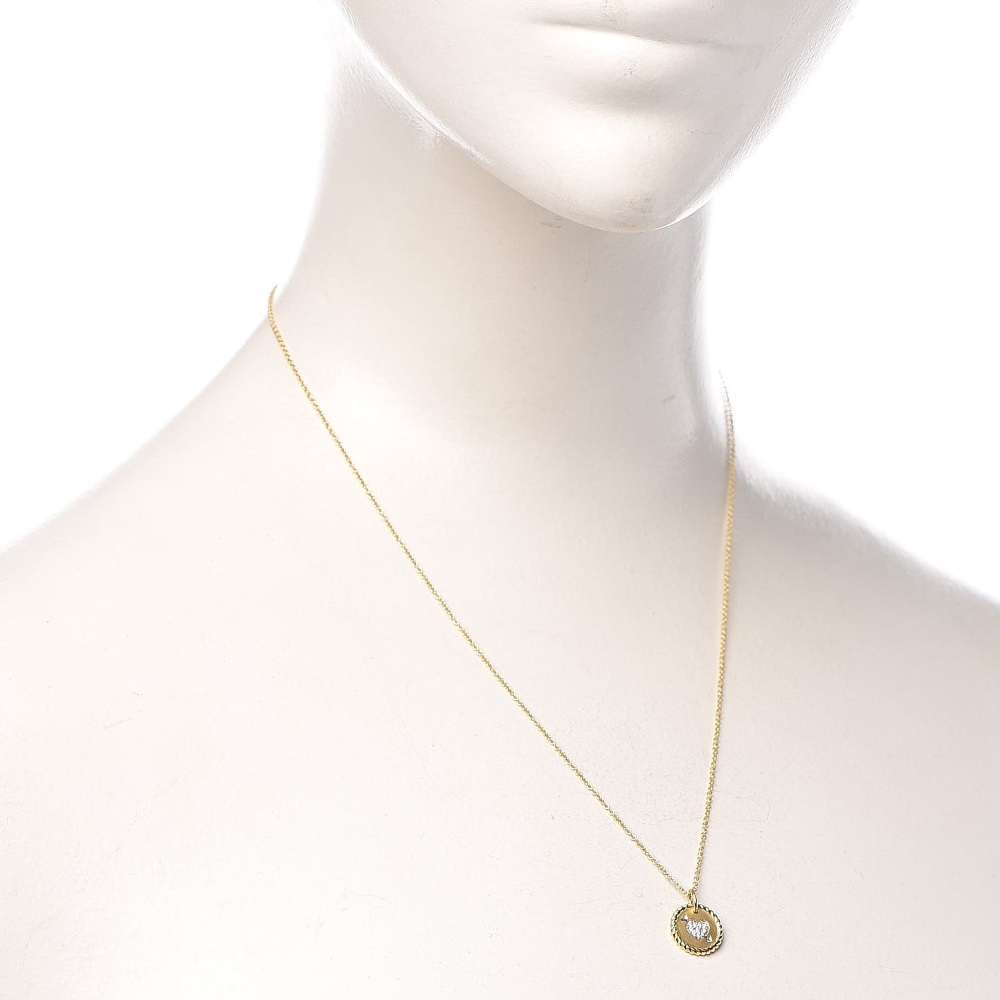 18K Yellow Gold Diamond Heart Arrow Charm Pendant Necklace