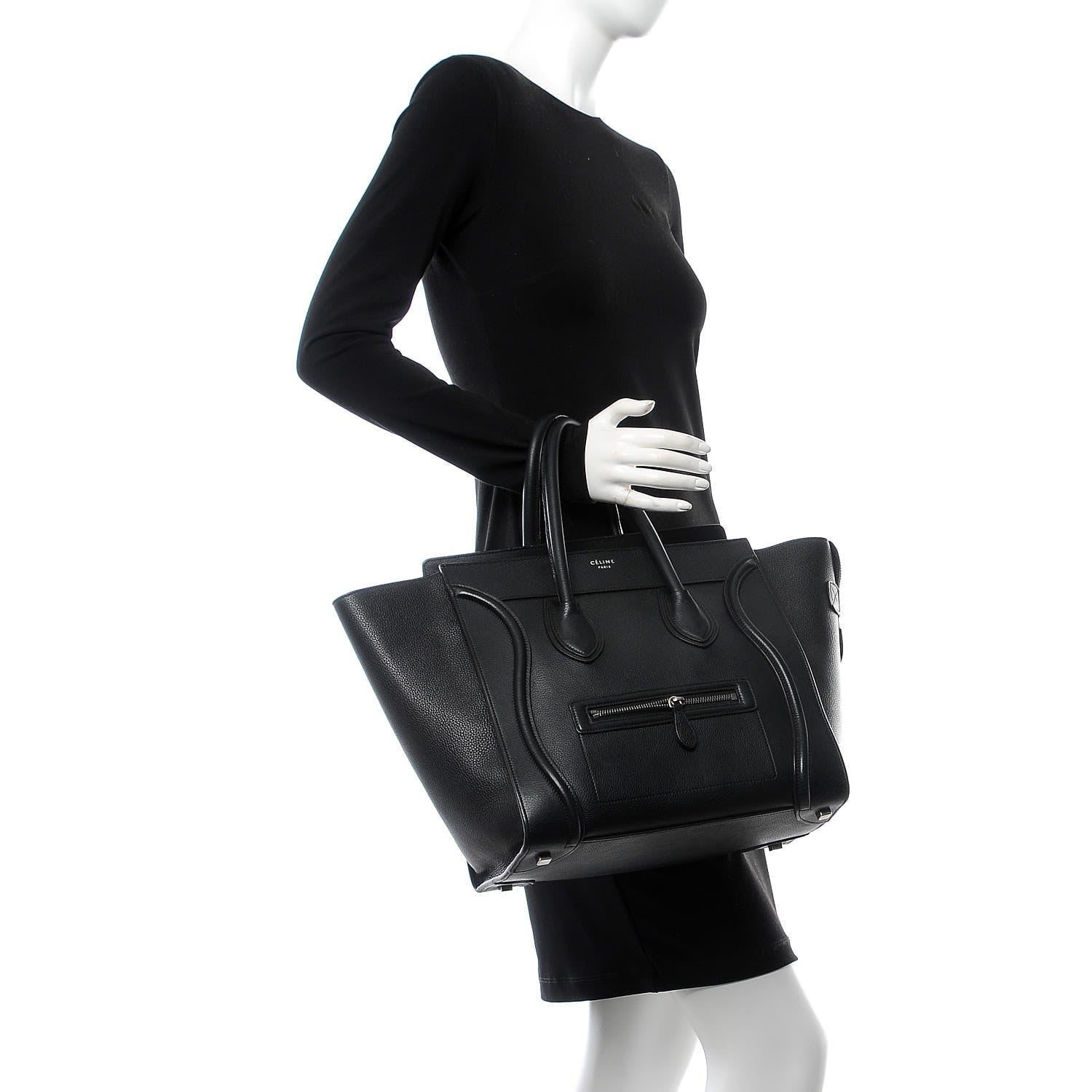 Celine Drummed Calfskin Mini Luggage Black 2 of 17