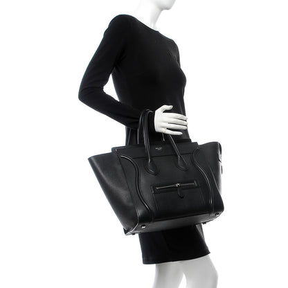 Celine Drummed Calfskin Mini Luggage Black 2 of 17
