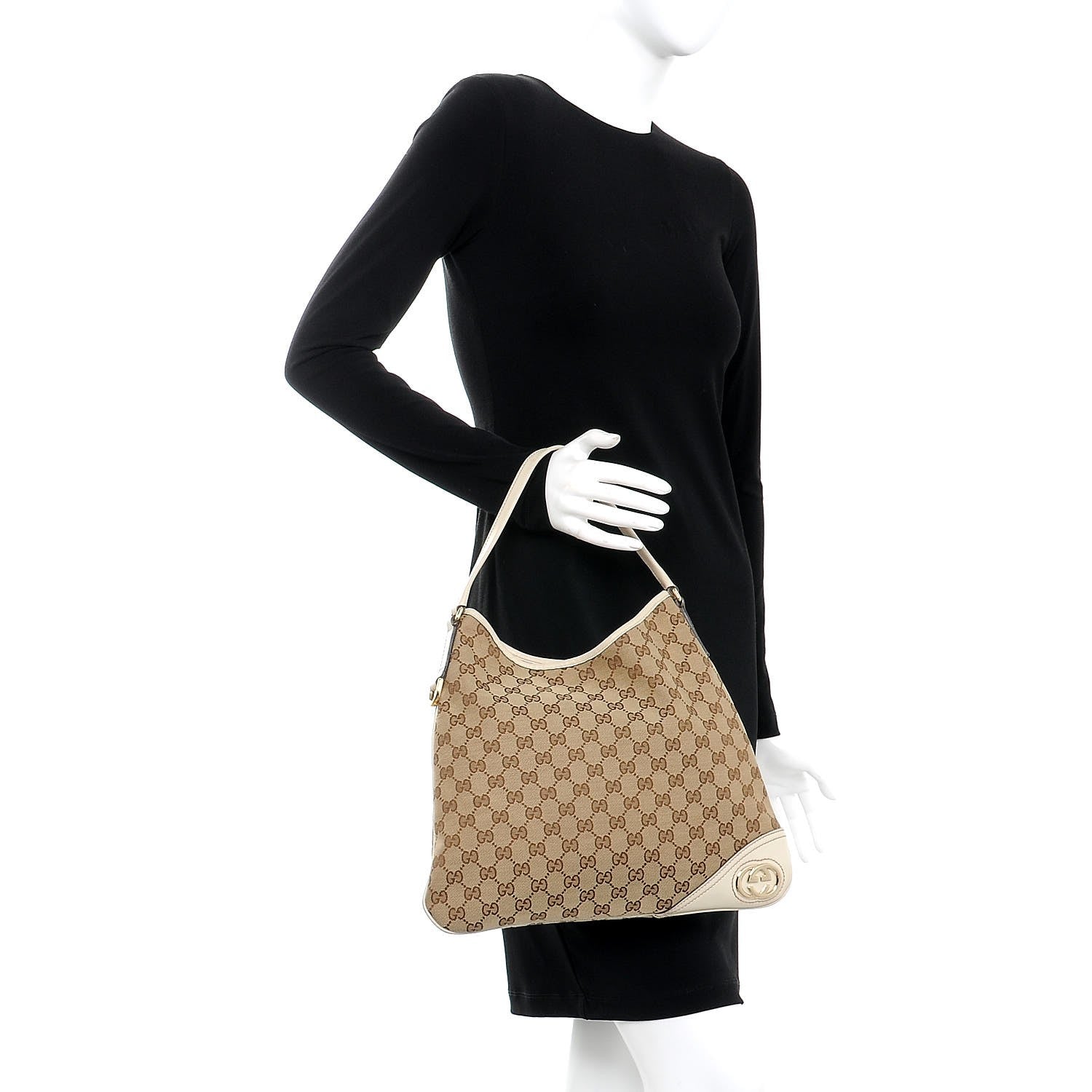 Gucci Monogram Medium New Britt Hobo Off White 2 of 10
