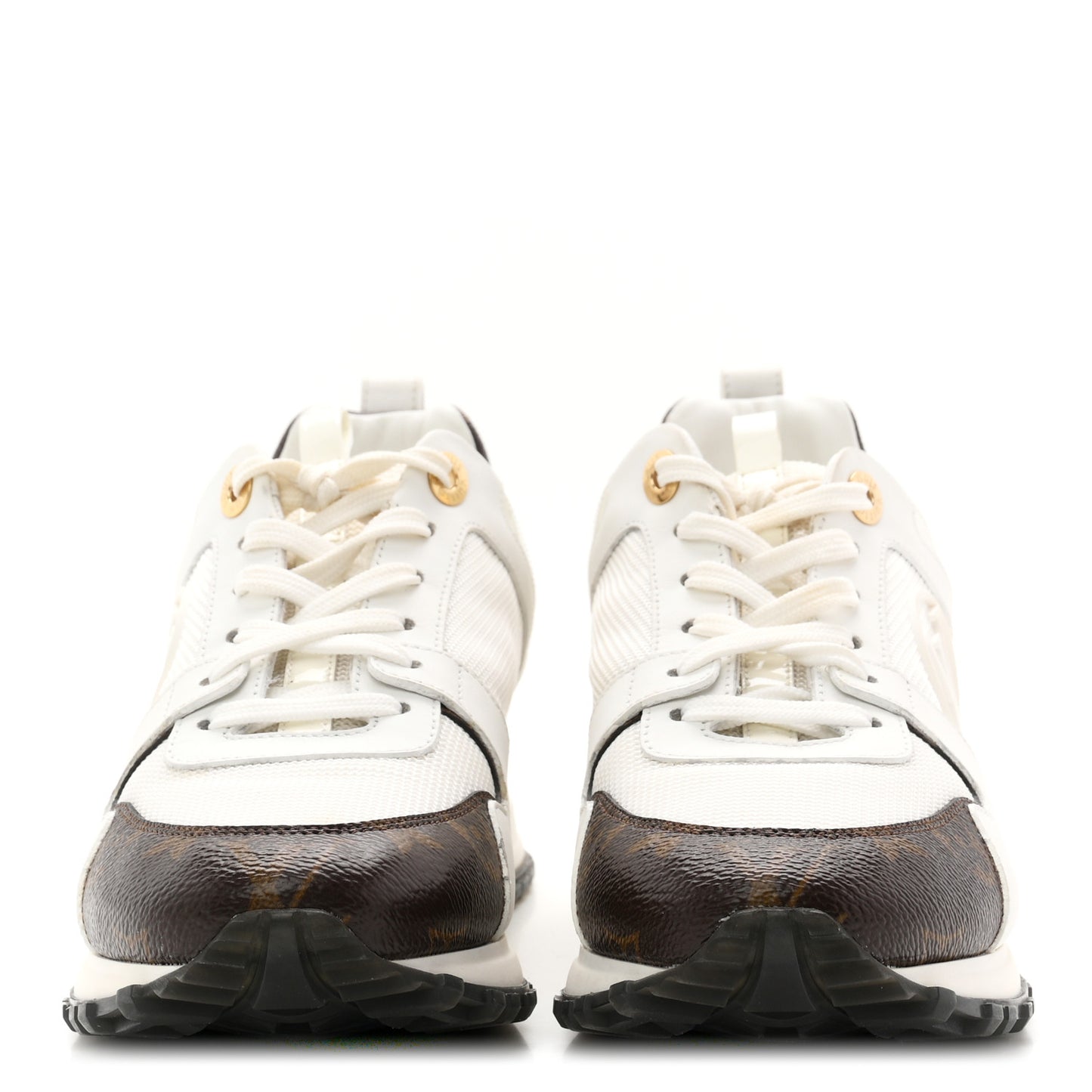 Calfskin Monogram Run Away Sneakers 37.5 White