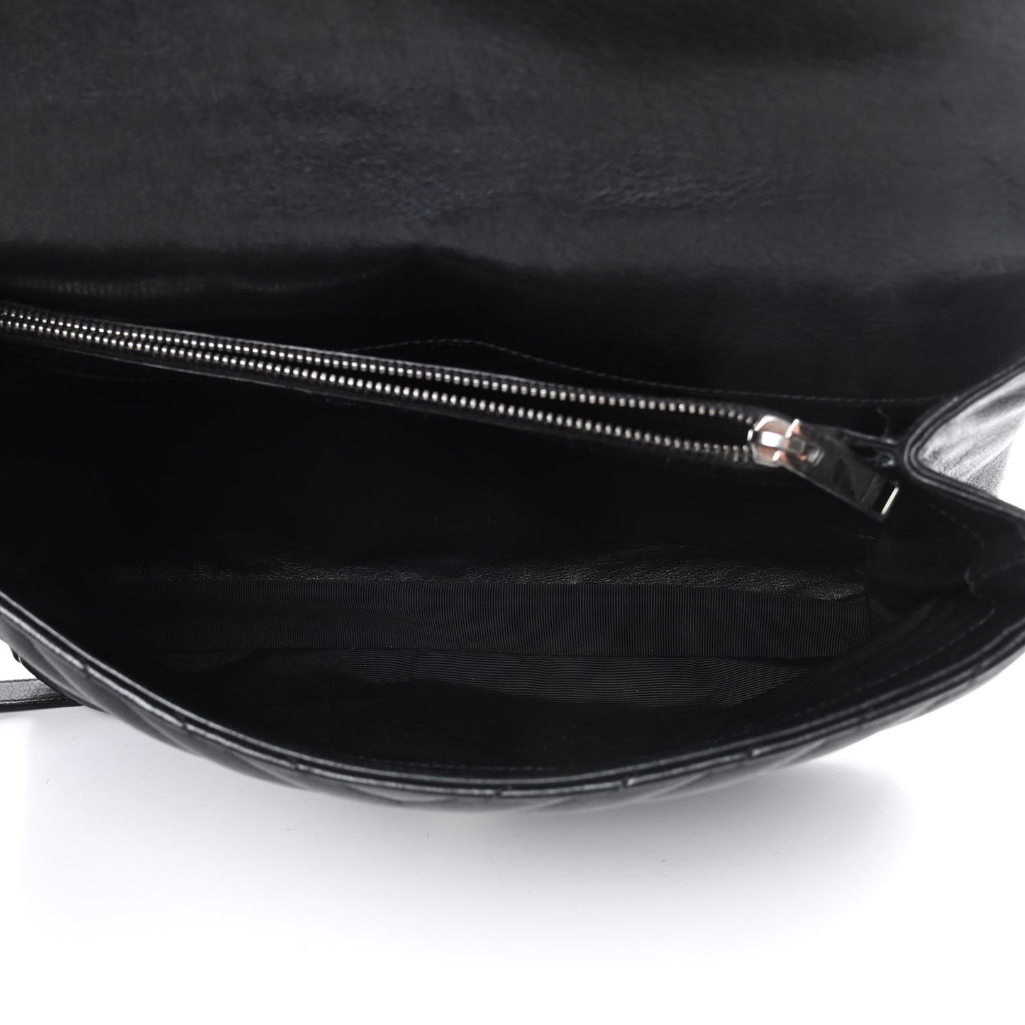 Sheepskin Matelasse Chevron Monogram Large College Satchel Black