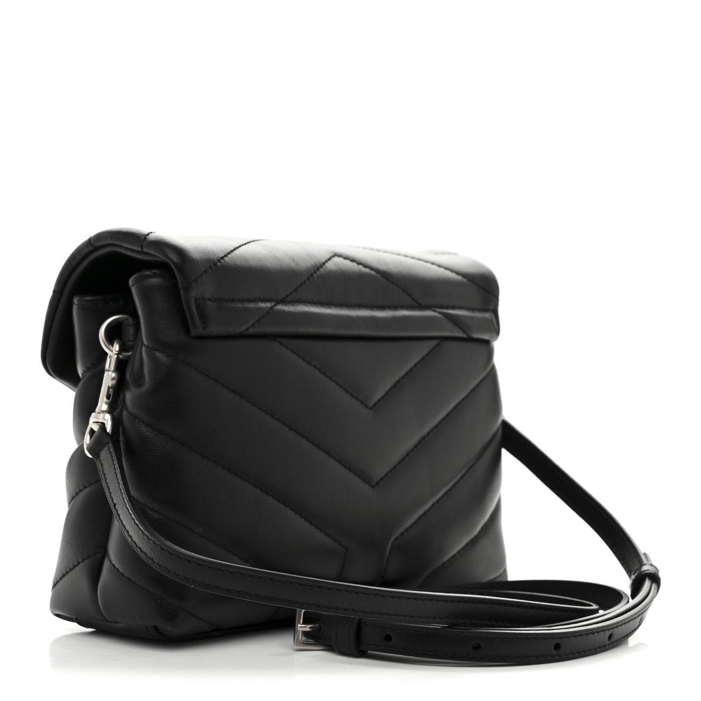 Calfskin Y Quilted Monogram Toy Loulou Crossbody Bag Black