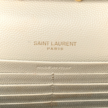 Saint Laurent Grain De Poudre Matelasse Chevron Monogram Chain Wallet Crema Soft 6 of 15