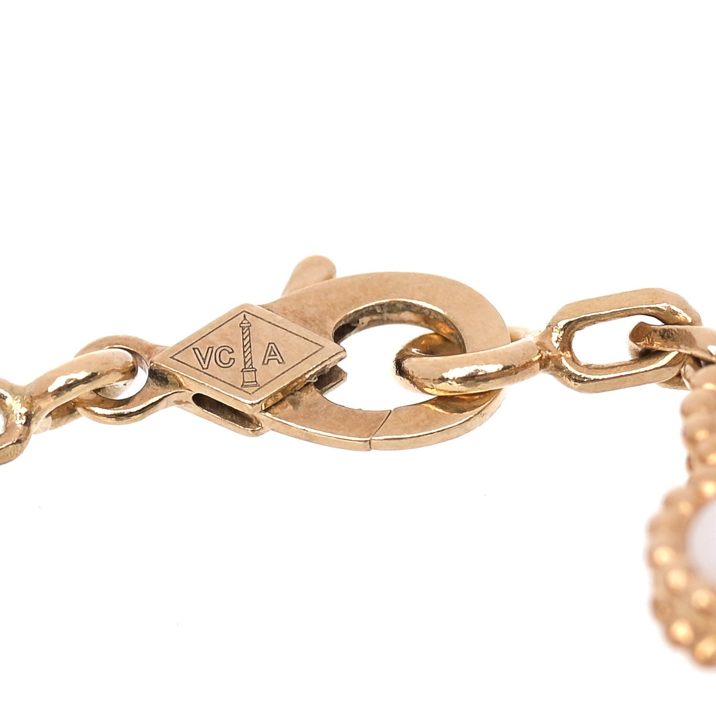 18K Yellow Gold Mother of Pearl 5 Motifs Vintage Alhambra Bracelet