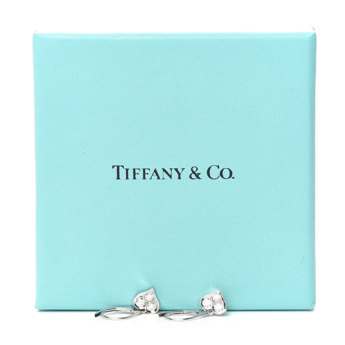 Platinum Diamond Heart Drop Earrings