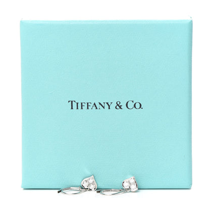 Tiffany Platinum Diamond Heart Drop Earrings 6 of 6