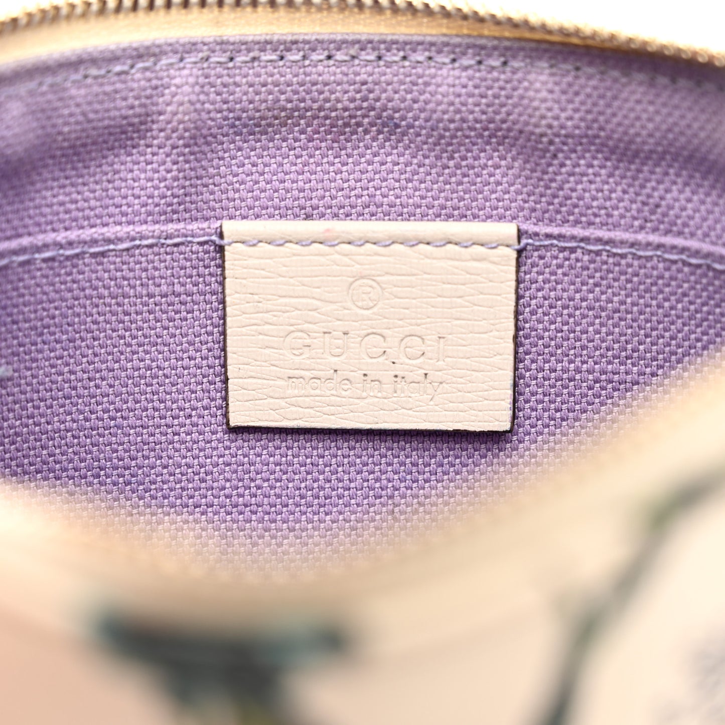 Calfskin Flora Infinity Small Zip Pouch White