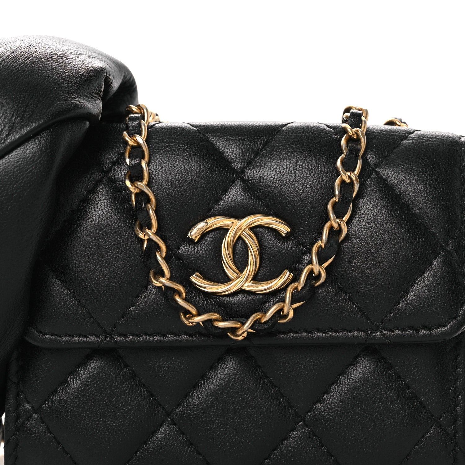 Chanel Lambskin Quilted Card Holder with Chain Black 9 of 11
