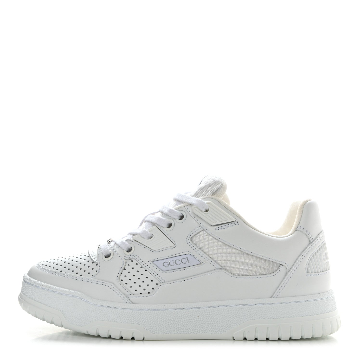 Gucci Calfskin Perforated Sneakers 35.5 Great White 1 of 8