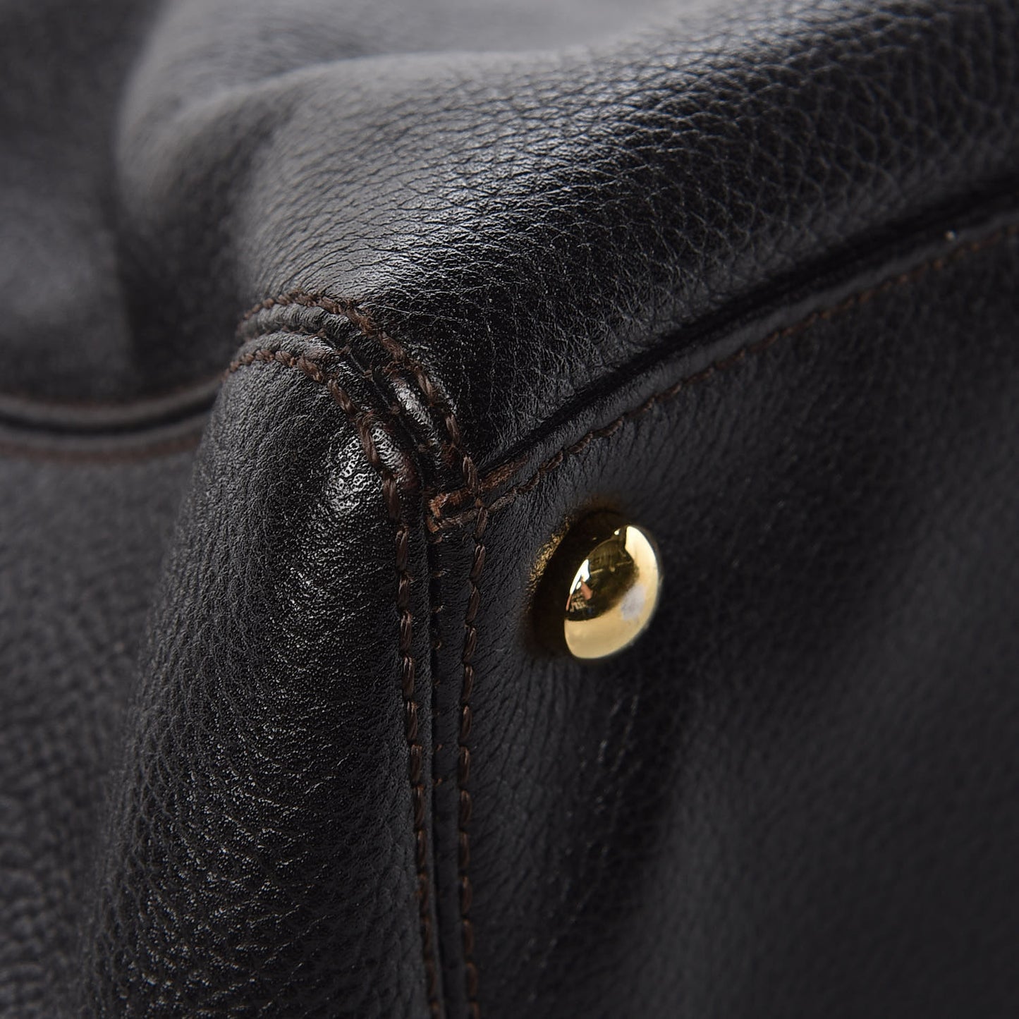 Calfskin Cerf Executive Shopper Tote Dark Brown