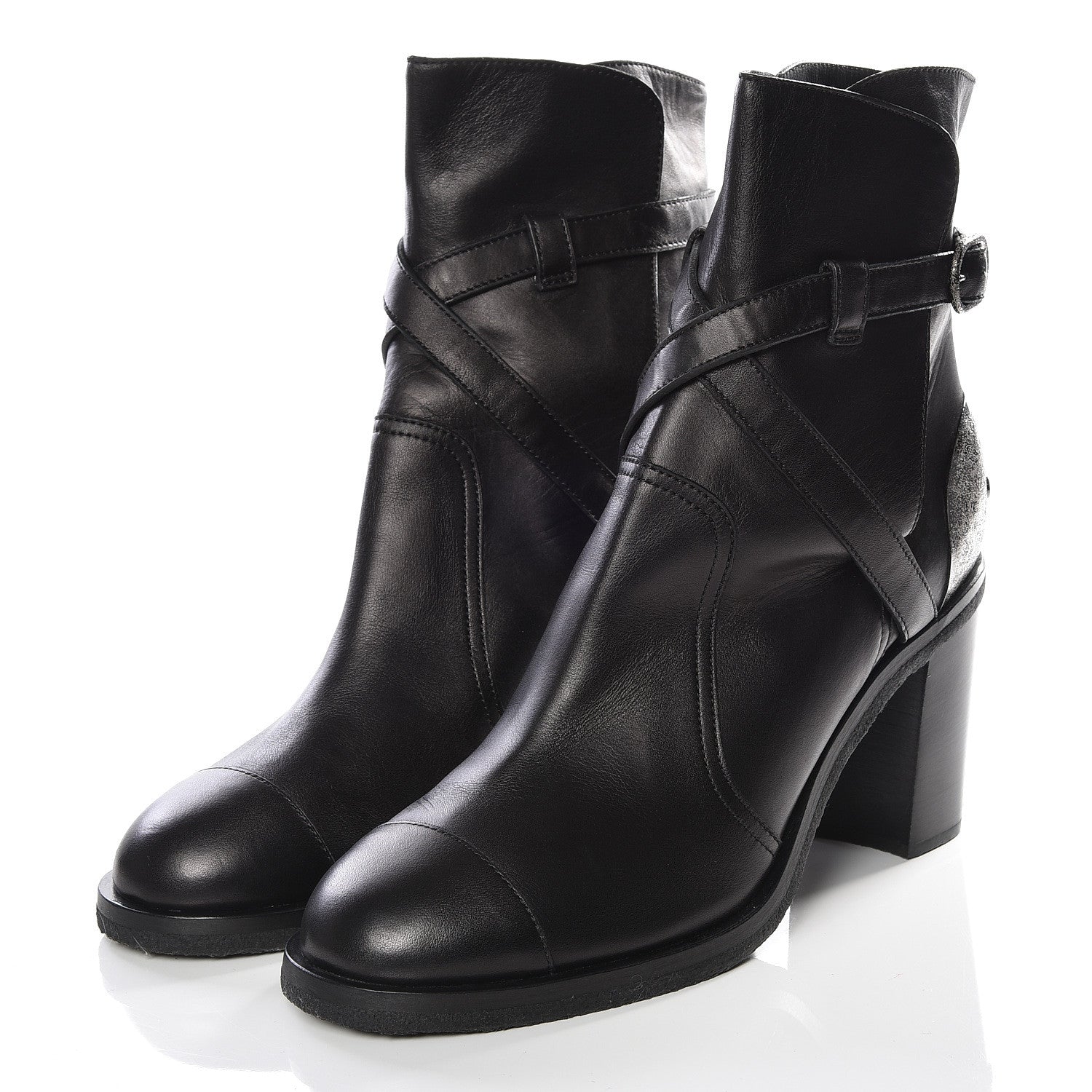Chanel Lambskin CC Buckle Short Boots 41 Black 2 of 11