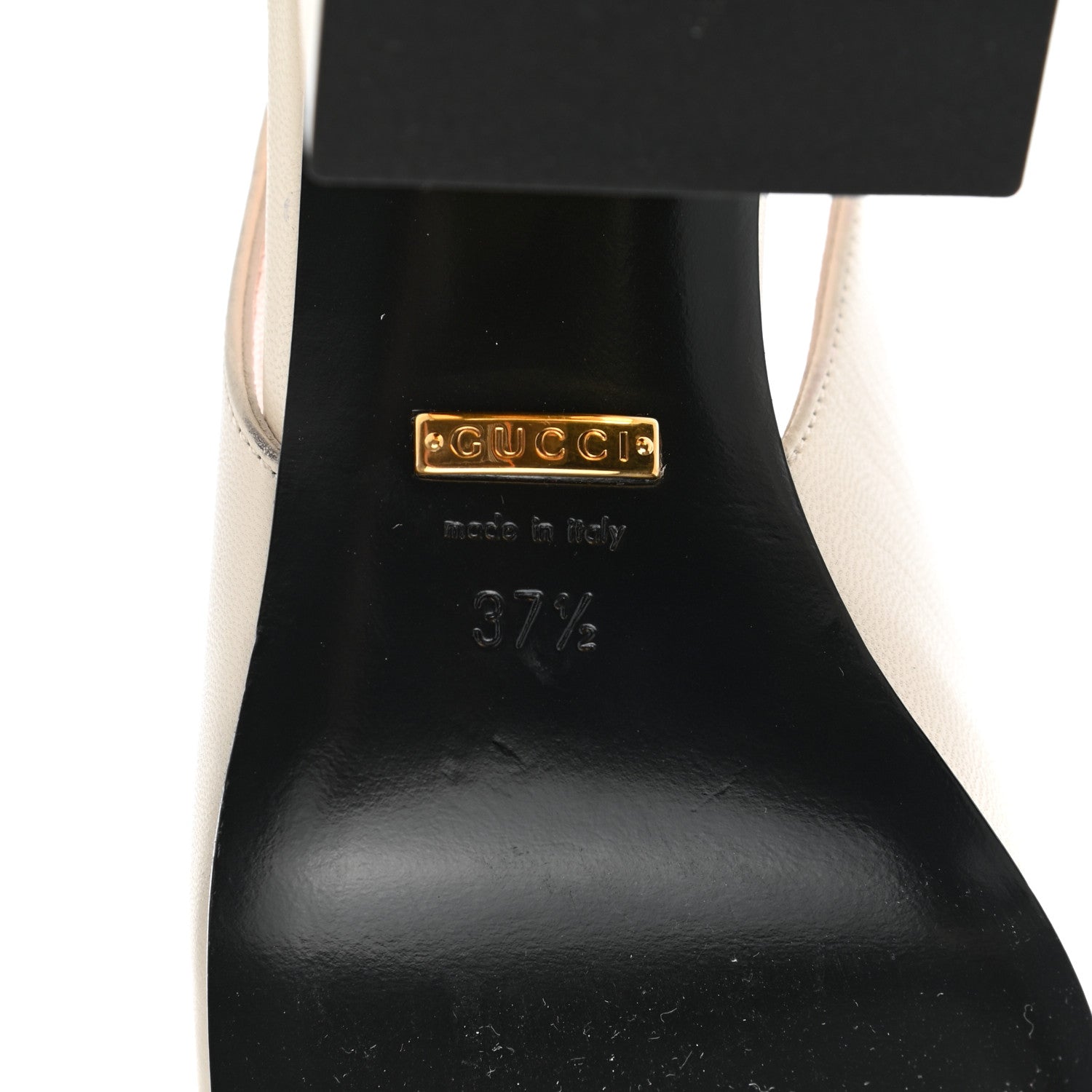 Gucci Malaga Kid Horsebit 75mm Slingback Pumps 37.5 Mystic White 6 of 7