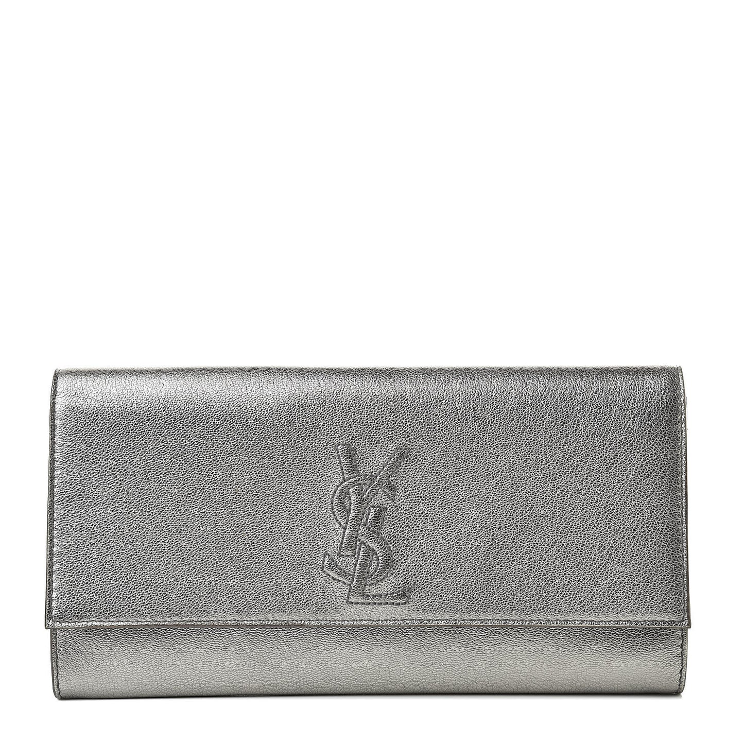 Metallic Calfskin Small Belle De Jour Clutch Silver