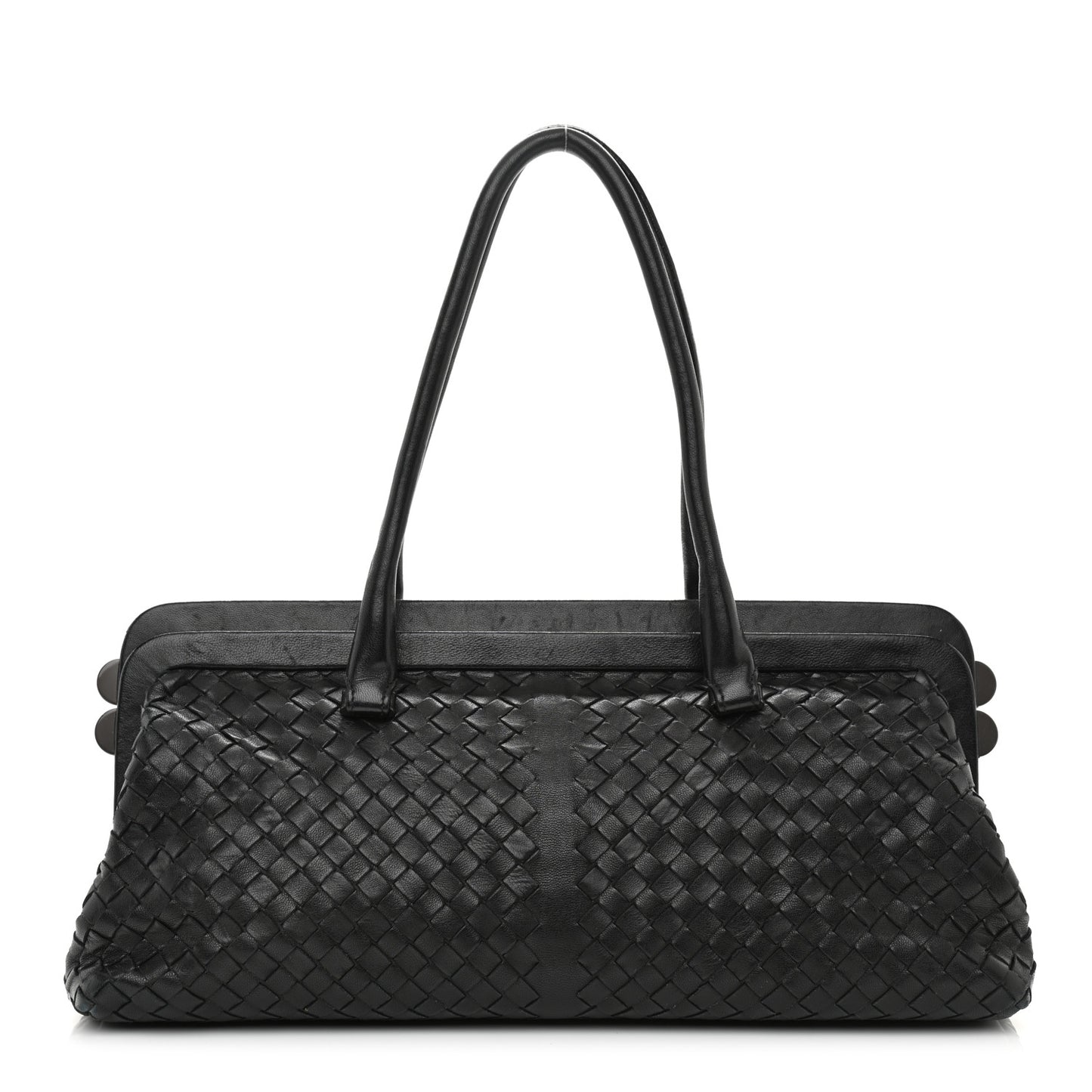 Nappa Intrecciato Frame Shoulder Bag Black