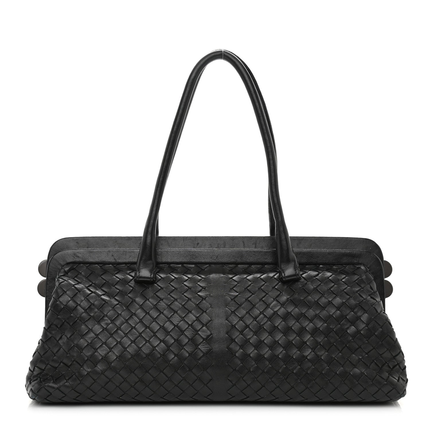 Bottega Veneta Nappa Intrecciato Frame Shoulder Bag Black 1 of 15