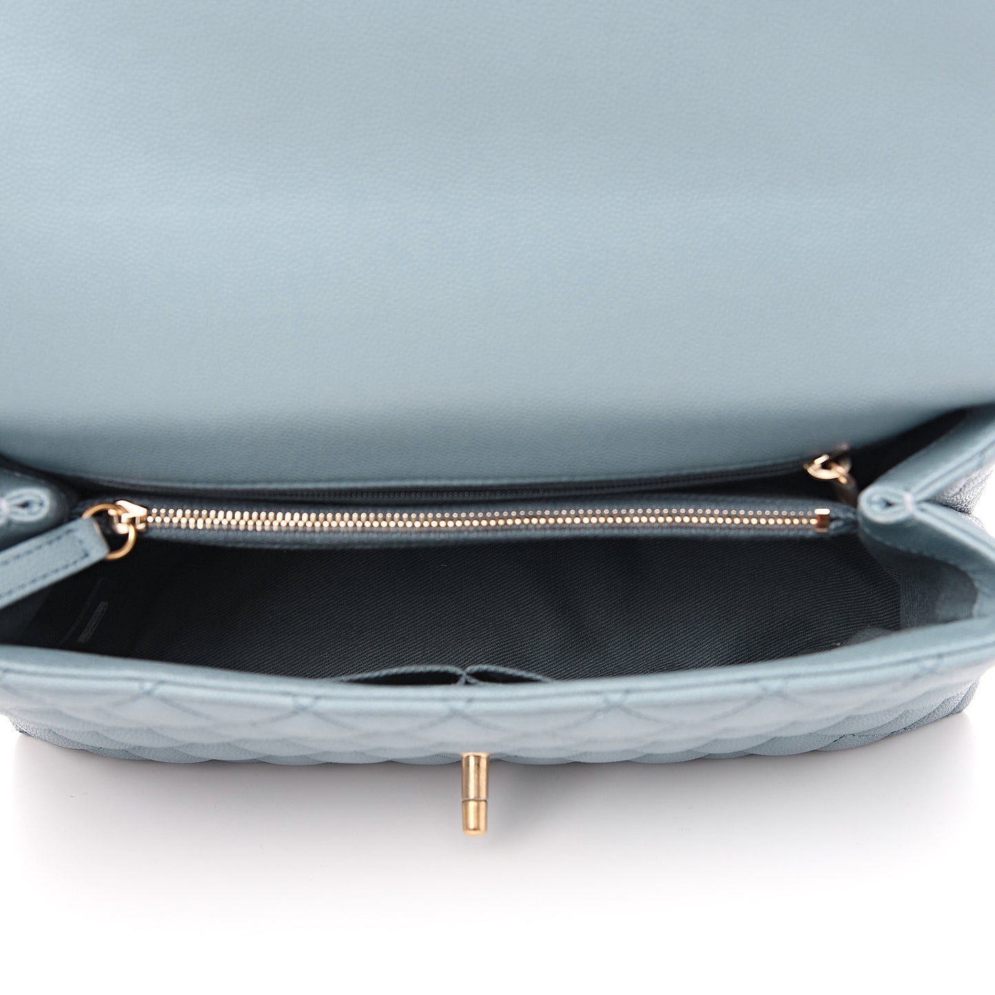 Caviar Quilted Small Coco Handle Flap Blue