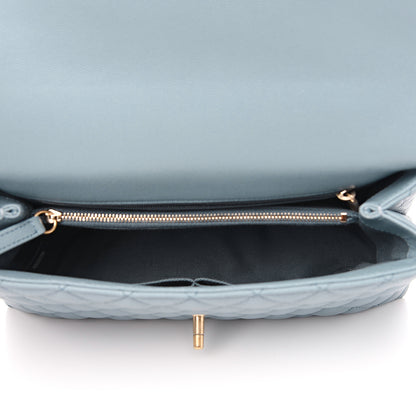 Chanel Caviar Quilted Small Coco Handle Flap Blue 4 of 11