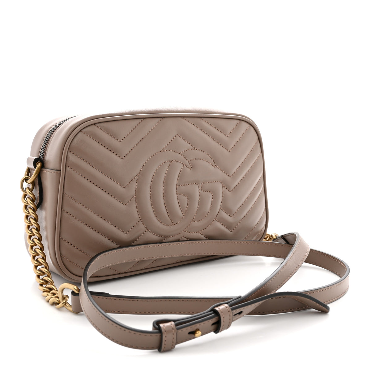 Calfskin Matelasse Small GG Marmont Chain Shoulder Bag Porcelain Rose