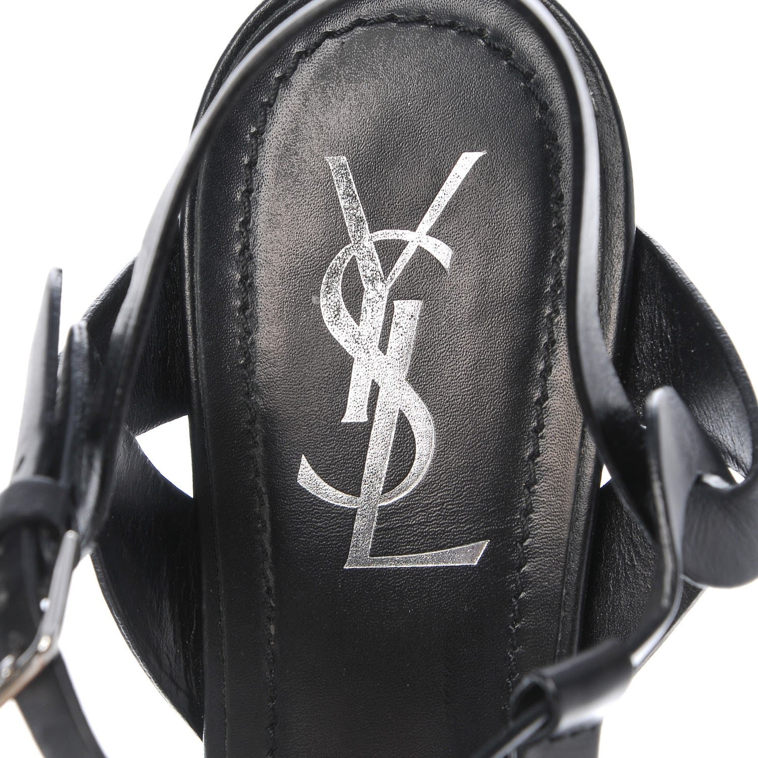 Saint Laurent Calfskin Tribute 105 Platform Sandals 39 Black 9 of 14