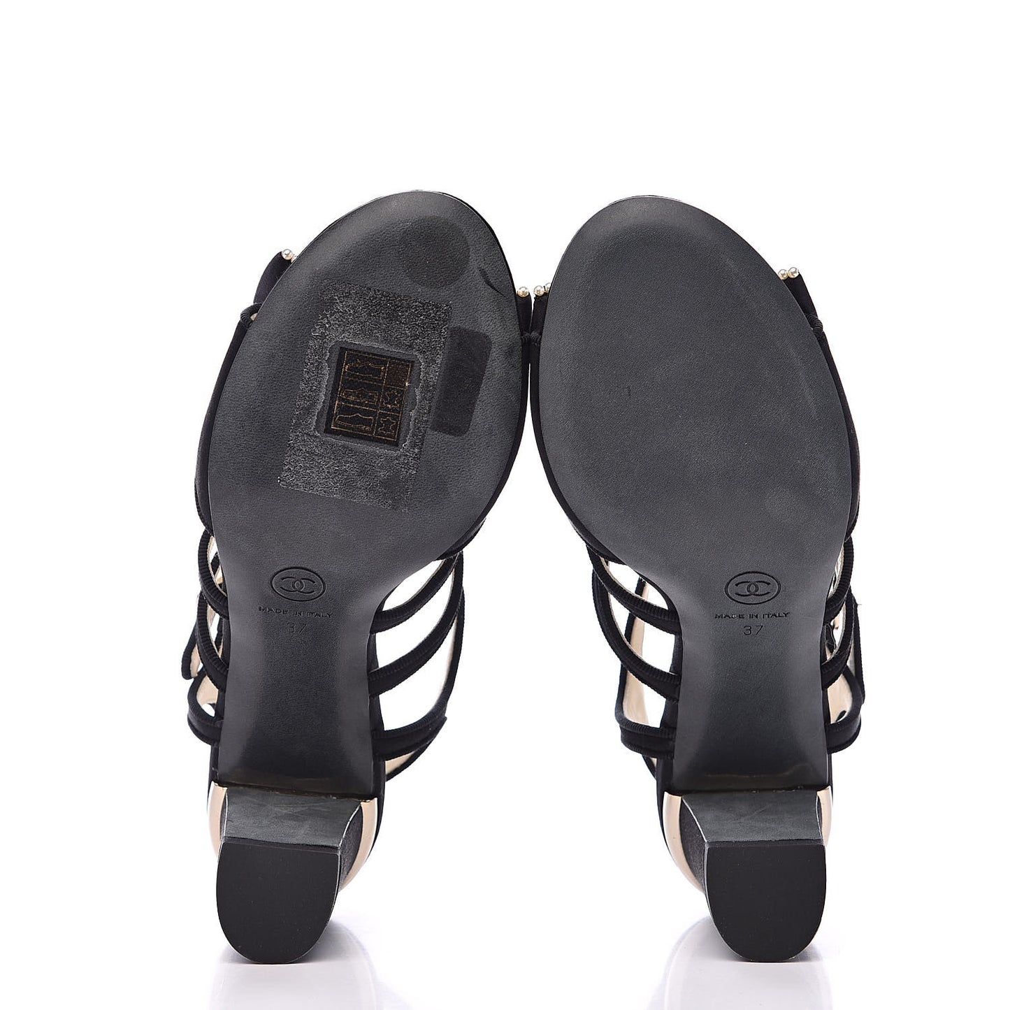 Satin Pearl Bow Sandals 37 Black