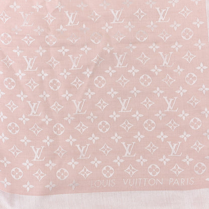 Louis Vuitton Silk Wool Monogram Denim Shawl Rose 2 of 4