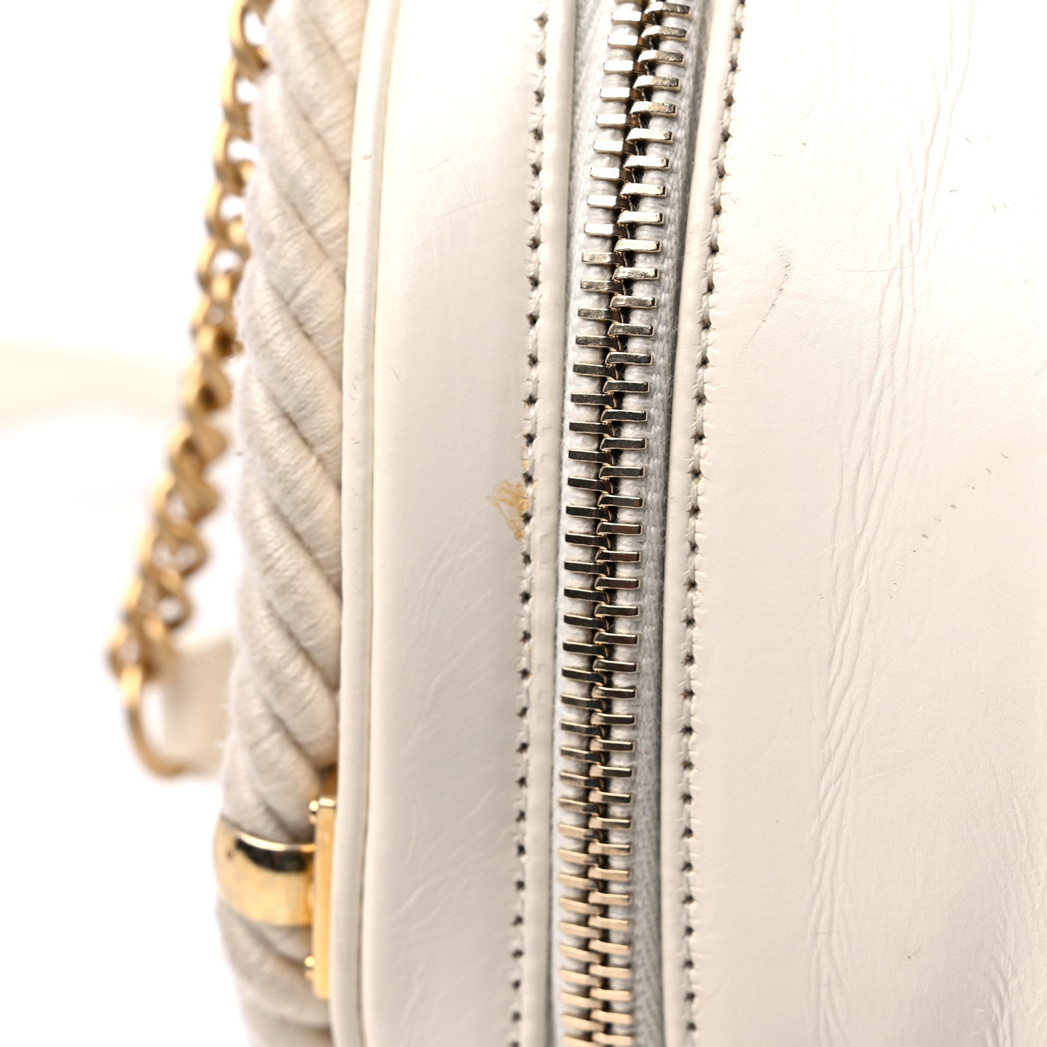 Chanel Crumpled Calfskin Cotton Small En Vogue Round Bag White 11 of 14