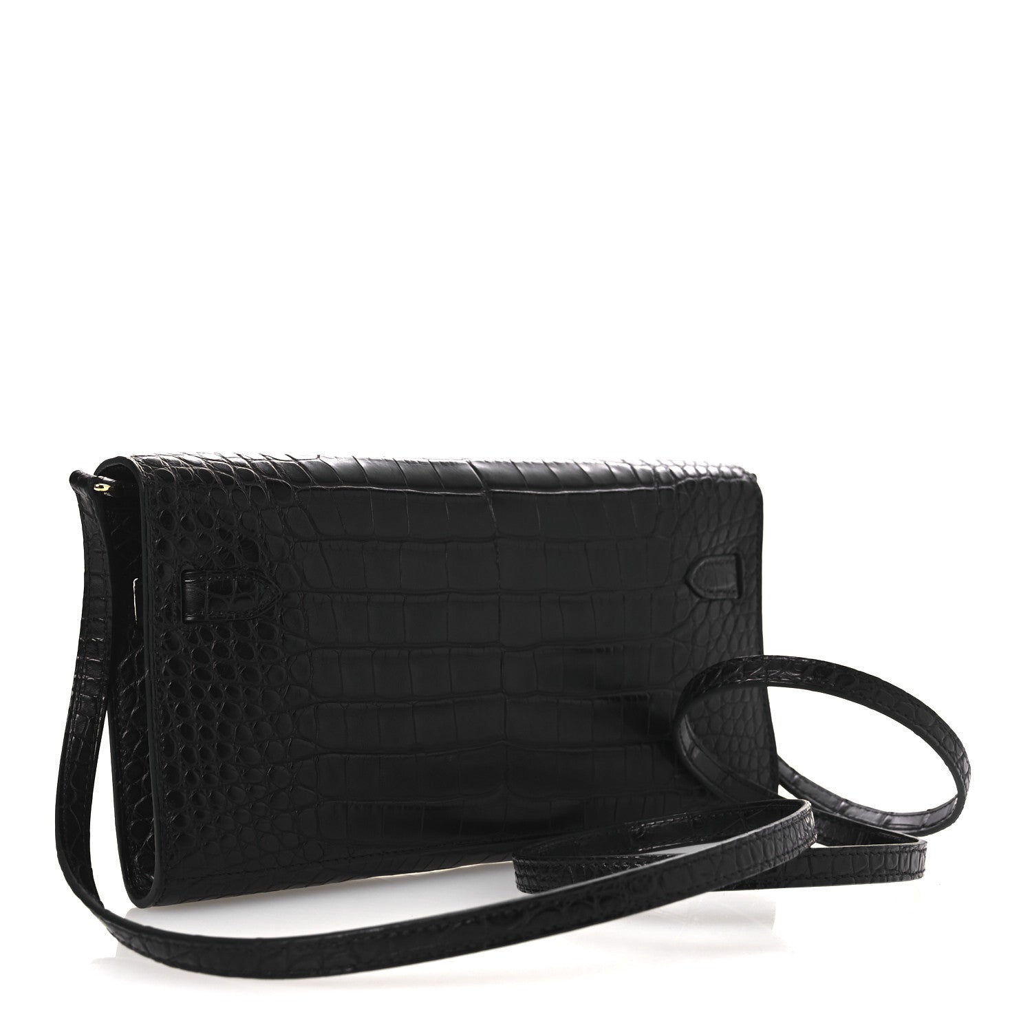 Hermes Matte Alligator Kelly Wallet To Go Black 3 of 12