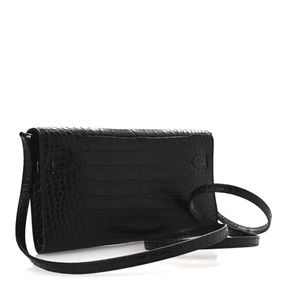 Hermes Matte Alligator Kelly Wallet To Go Black 3 of 12
