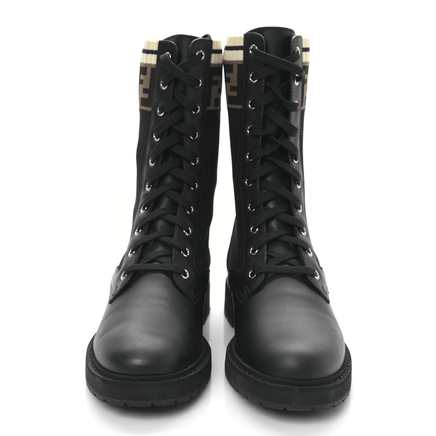 Calfskin Stretch Fabric Rockoko Biker Boots 41 Tobacco Black Marino