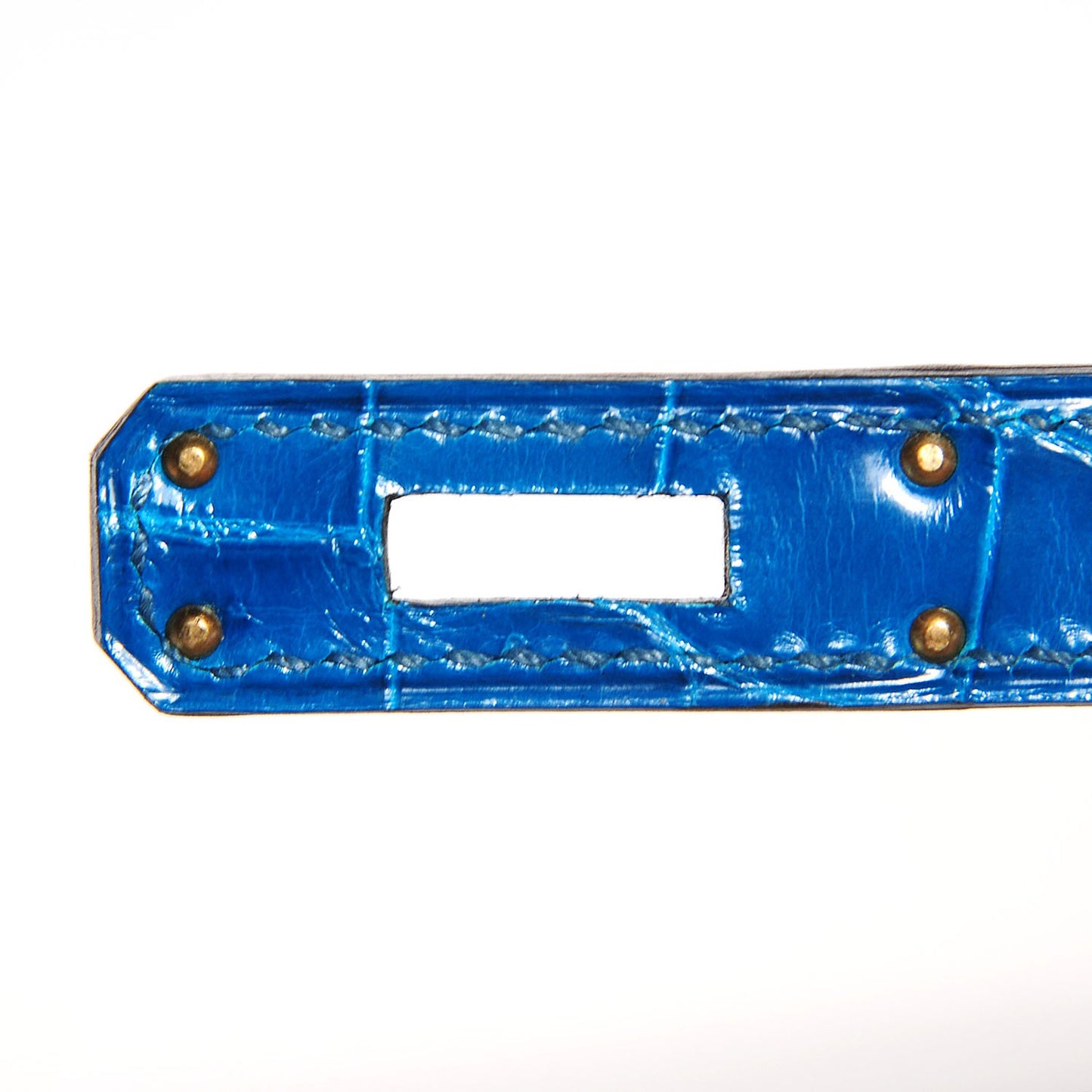 Shiny Niloticus Crocodile Kelly Cut Pochette Bleu Izmir