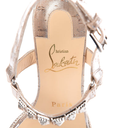 Christian Louboutin Cork Studded Pyradiams 110 Platform Sandals 36 Gold 6 of 9