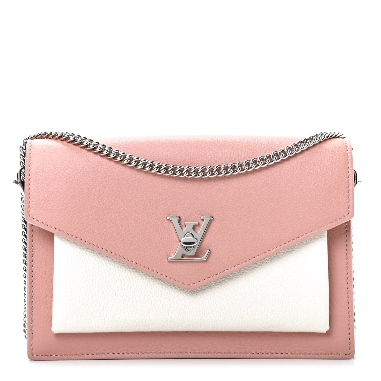 Calfskin My Lockme Chain Pochette Rose Ballet White
