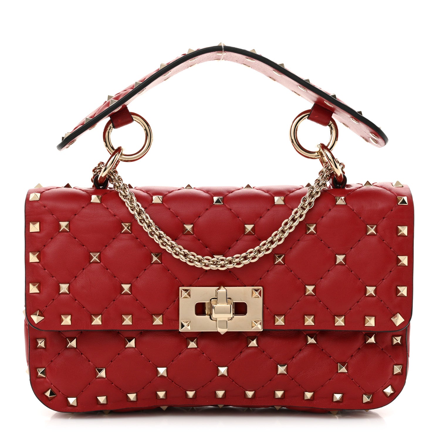 Valentino Garavani Nappa Small Rockstud Spike Shoulder Bag Rosso Valentino 1 of 12