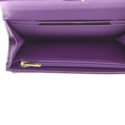 Chanel Caviar Quilted Medium Gusset Flap Wallet Purple 5 of 9
