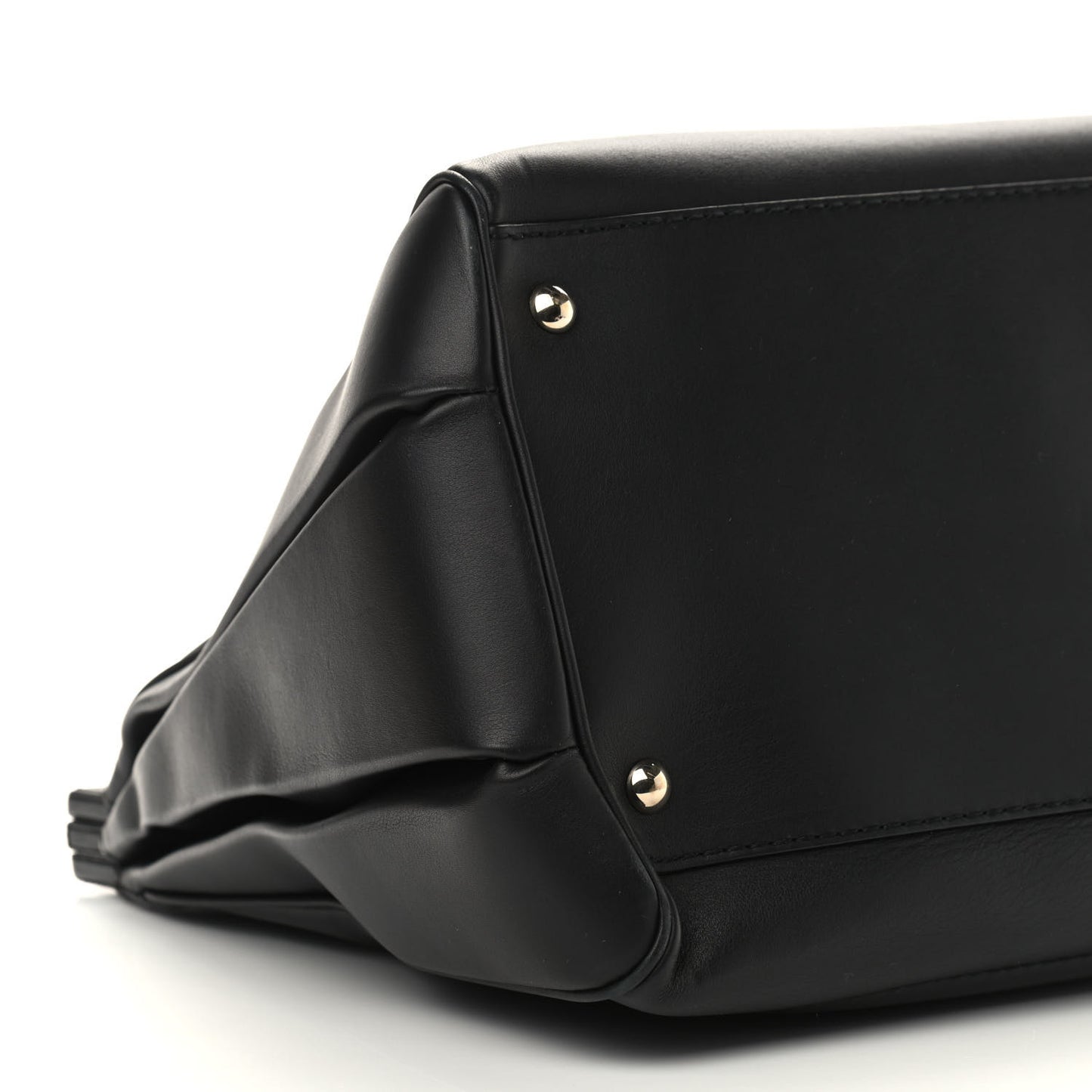 Calfskin Bold Bamboo Medium Top Handle Bag Black