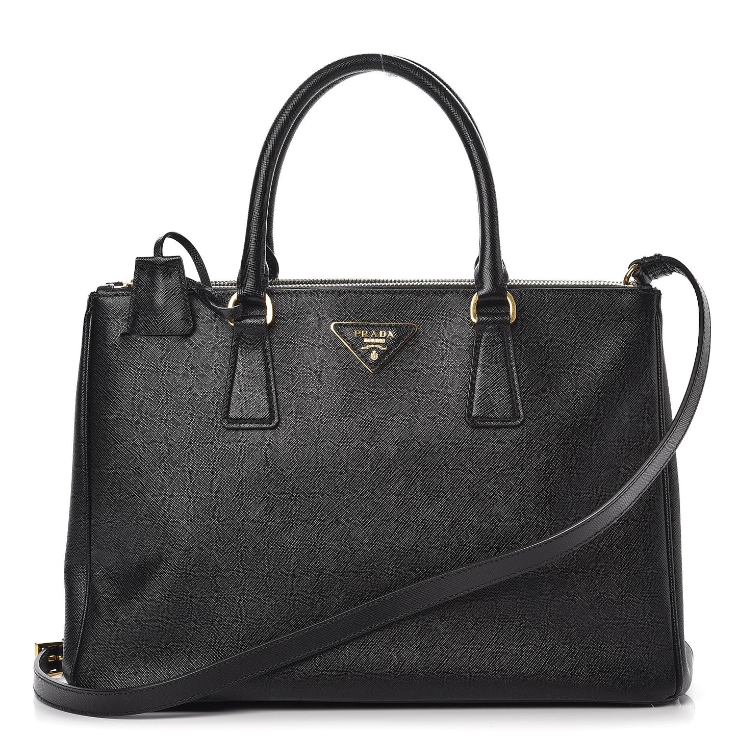 Saffiano Medium Galleria Double Zip Tote Black