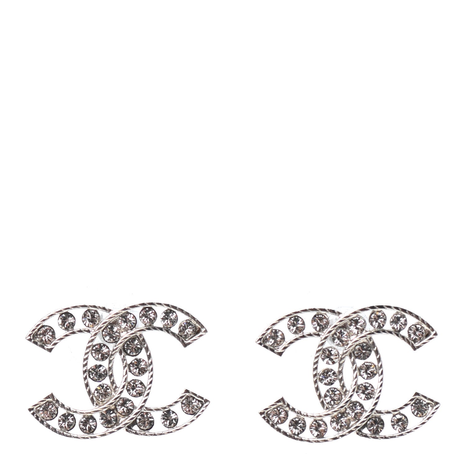Chanel Crystal CC Earrings Silver 1 of 4