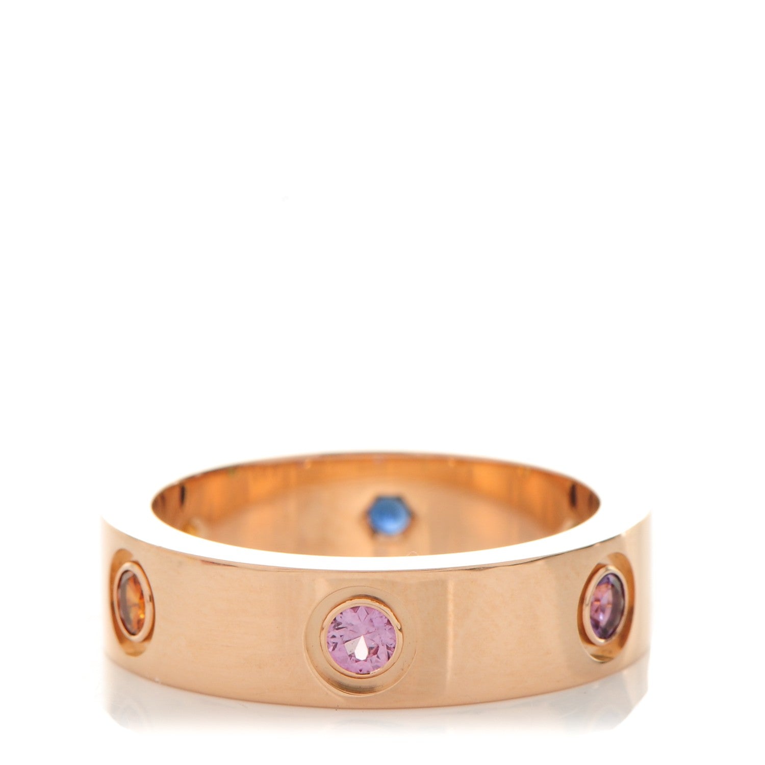 Cartier 18K Pink Gold Sapphire Garnet Amethyst 5.5mm LOVE Ring 54 6.75 1 of 6
